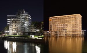 広島2大観光スポット「原爆ドーム」と「大鳥居」がお揃いの工事夜景で異彩を放つ